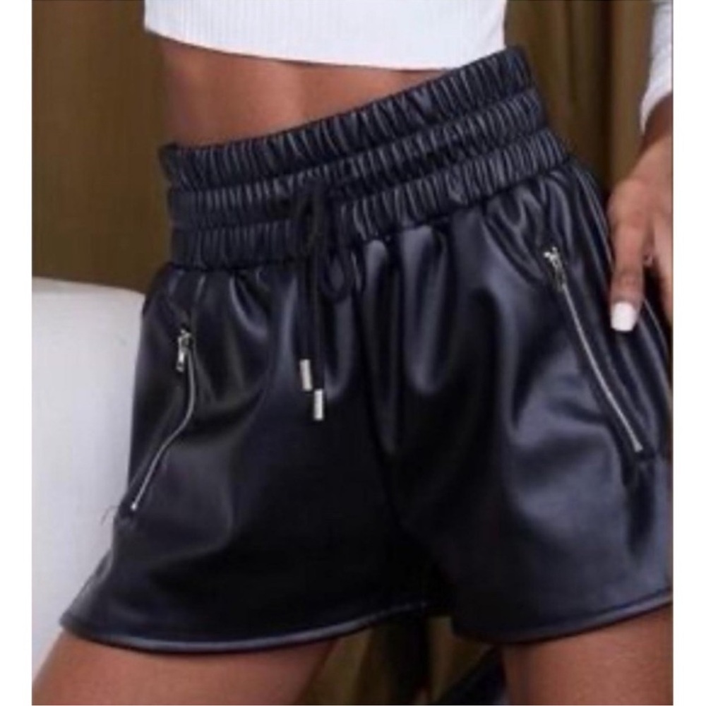 12th Tribe - Vegan Leather Black Women's Shorts